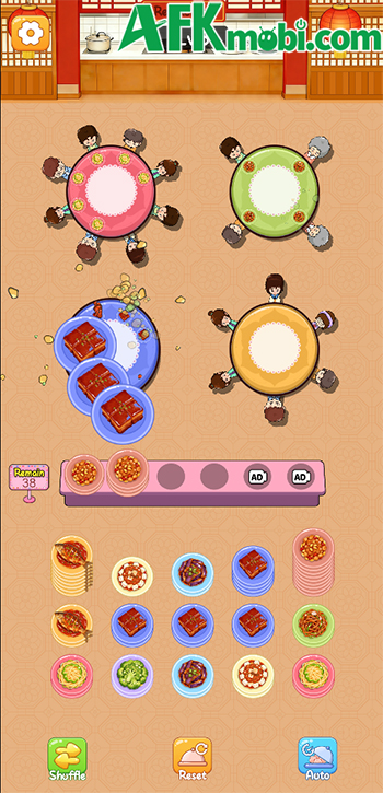 Nhấn chọn món để bày lên bàn của các thực khách trong game giải đố Food Sort Puzzle 2