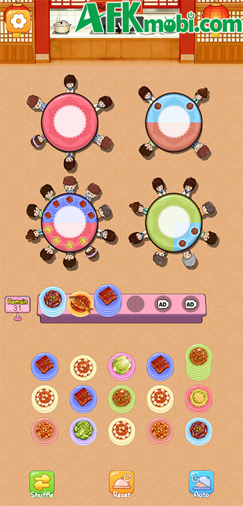 Nhấn chọn món để bày lên bàn của các thực khách trong game giải đố Food Sort Puzzle 3