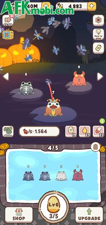 Frog Idle game casual nhàn rỗi cho bạn hợp nhất những chú ếch rồi để chúng bắt côn trùng 2