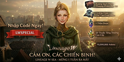 Sau một tuần “cháy” hết mình, Lineage W tiếp tục tri ân cộng đồng với gói quà tặng cực giá trị