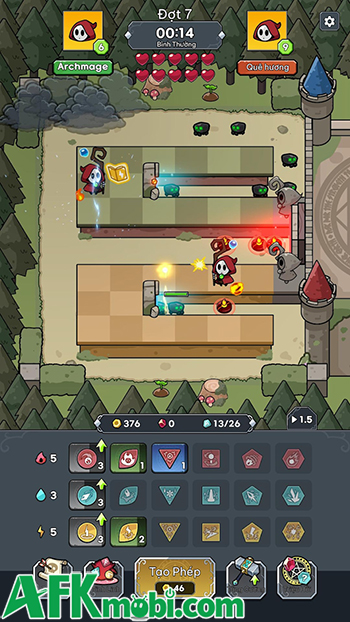 Cùng pháp sư phòng thủ trước các đợt quái vật trong game Magic Defense: Co-op Wizard TD 2
