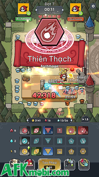 Cùng pháp sư phòng thủ trước các đợt quái vật trong game Magic Defense: Co-op Wizard TD 3