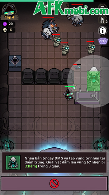 Phòng thủ trước những đợt vong linh trong game Nekomancer: Tower Defense 2