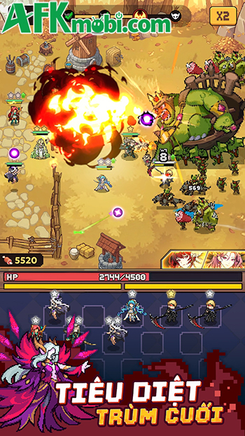 Phòng thủ chống lại các đợt tấn công của kẻ thù, quái vật tại Pixel Defenders: Merge TD Game 2