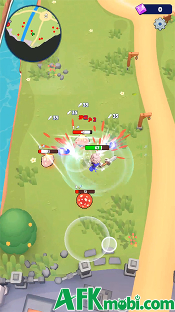 Chiến đấu săn quái để phát triển nhân vật của bạn trong game Skull Hero: XP Farm RPG 0