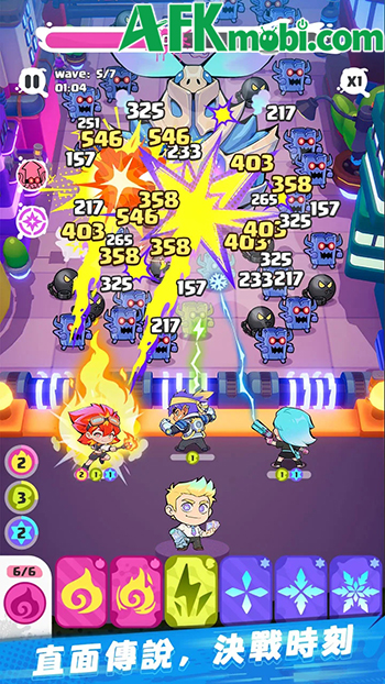 Phòng thủ trước các đợt quái vật bằng các anh hùng lẫn thẻ bài trong game Eternal Silent Moon 0
