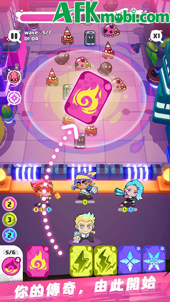 Phòng thủ trước các đợt quái vật bằng các anh hùng lẫn thẻ bài trong game Eternal Silent Moon 1
