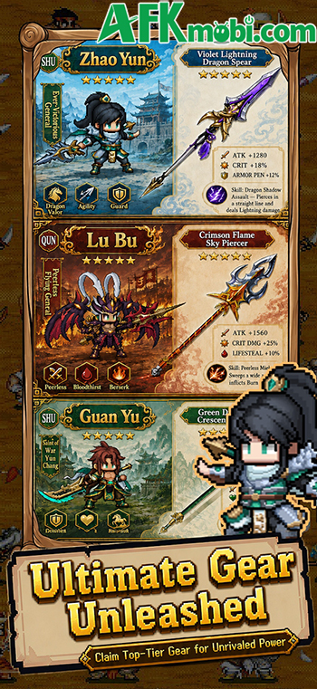 EZ PZ: Byte Heroes game idle thẻ tướng lấy đề tài Tam Quốc với phong cách đồ họa pixel 3
