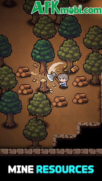 Thu thập tài nguyên, chế tạo trang bị đồng thời sinh tồn trong một thế giới pixel tại Mine Hero 1
