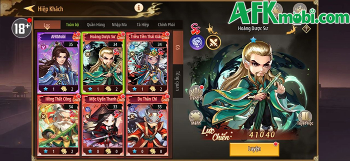 Dân cày chay vẫn có thể sở hữu đội hình mạnh trong mơ với game Võ Lâm Hắc Đạo 1