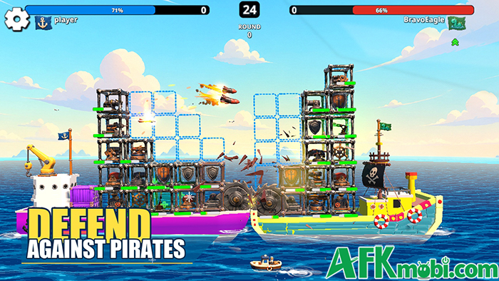 Sắp xếp các mô-đun lên tàu để chuẩn bị cho các vòng đấu tự động với Ship Clash: Pirate Defense 3