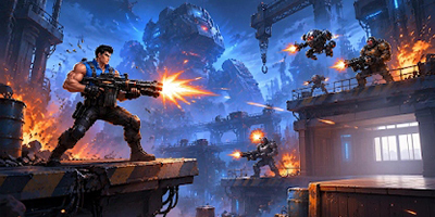 Steel Trooper Shooter game hành động shooting đi cảnh gợi nhớ đến huyền thoại Contra