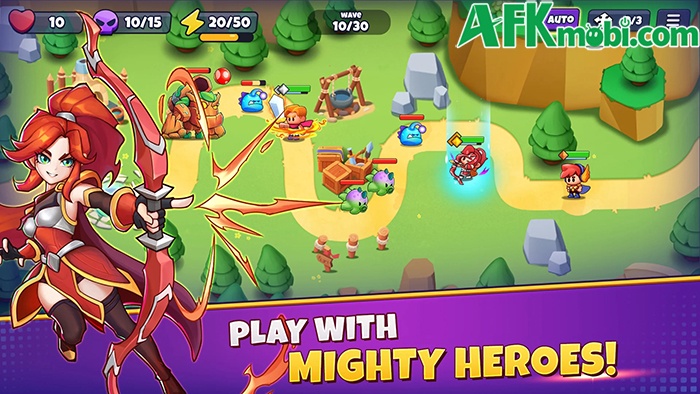 Sử dụng kết hợp các anh hùng lẫn thẻ phép để phòng thủ trong game War of Realms 0