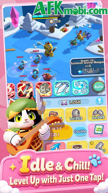 Cùng chú mèo chiến đấu phiêu lưu qua các vùng đất trong game nhàn rỗi Cats Knight 0
