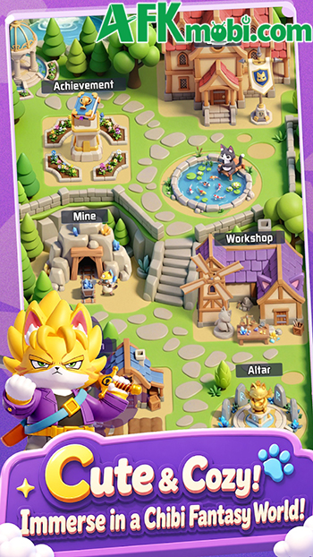 Cùng chú mèo chiến đấu phiêu lưu qua các vùng đất trong game nhàn rỗi Cats Knight 1