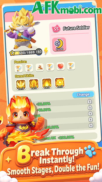 Cùng chú mèo chiến đấu phiêu lưu qua các vùng đất trong game nhàn rỗi Cats Knight 2