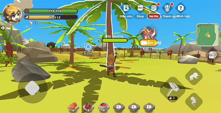 Bắt đầu công cuộc sinh tồn trên một hòn đảo hoang trong game Đảo Sinh Tồn 3D