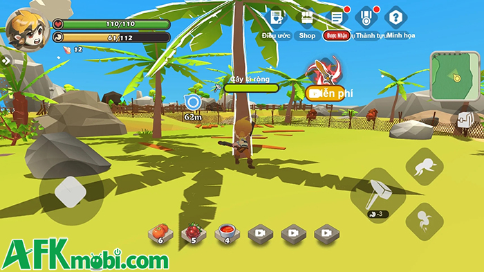 Bắt đầu công cuộc sinh tồn trên một hòn đảo hoang trong game Đảo Sinh Tồn 3D 2