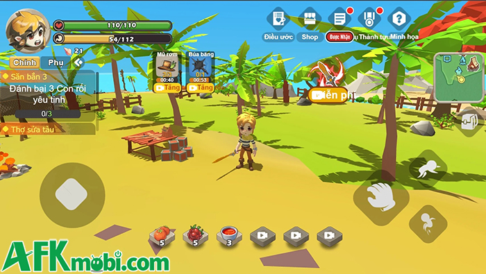 Bắt đầu công cuộc sinh tồn trên một hòn đảo hoang trong game Đảo Sinh Tồn 3D 1