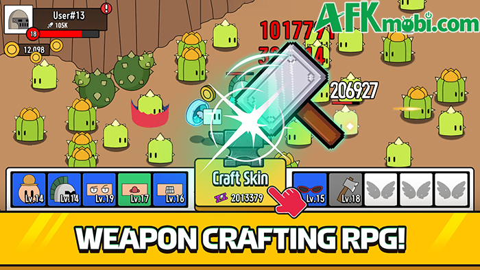 Nhấn rèn trang bị để phát triển nhân vật với game nhập vai nhàn rỗi Fortune Maker: Idle Craft Hero 1
