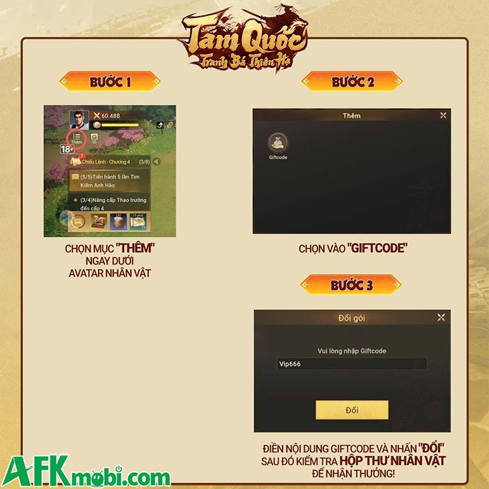 Tổng hợp gift code game Tam Quốc: Tranh Bá Thiên Hạ mới nhất trong tháng 0