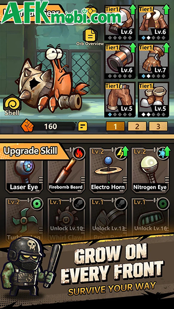 Cùng cua ẩn sĩ chiến đấu qua các đợt sinh vật đột biến trong game The Last Claw Out 4