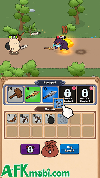Hợp nhất trang bị cho chú mèo sử dụng chiến đấu trong game casual idle Cat Pack Heroes 0