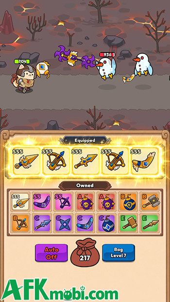 Hợp nhất trang bị cho chú mèo sử dụng chiến đấu trong game casual idle Cat Pack Heroes 1