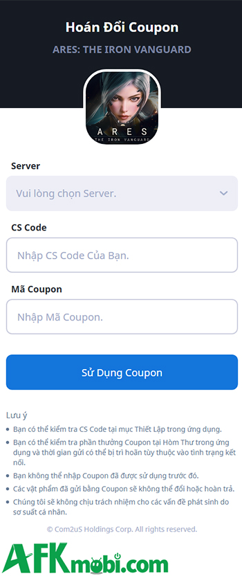 Tổng hợp gift code game ARES: THE IRON VANGUARD mới nhất trong tháng 0