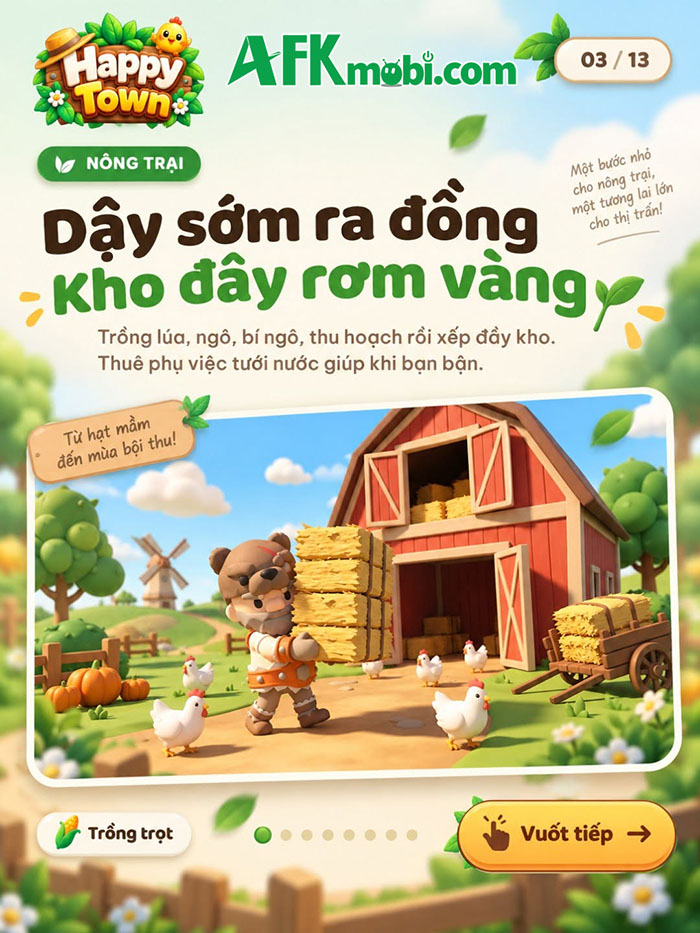 Happy Town game mô phỏng cho phép bạn xây dựng nông trại và thị trấn mơ ước của riêng mình 5