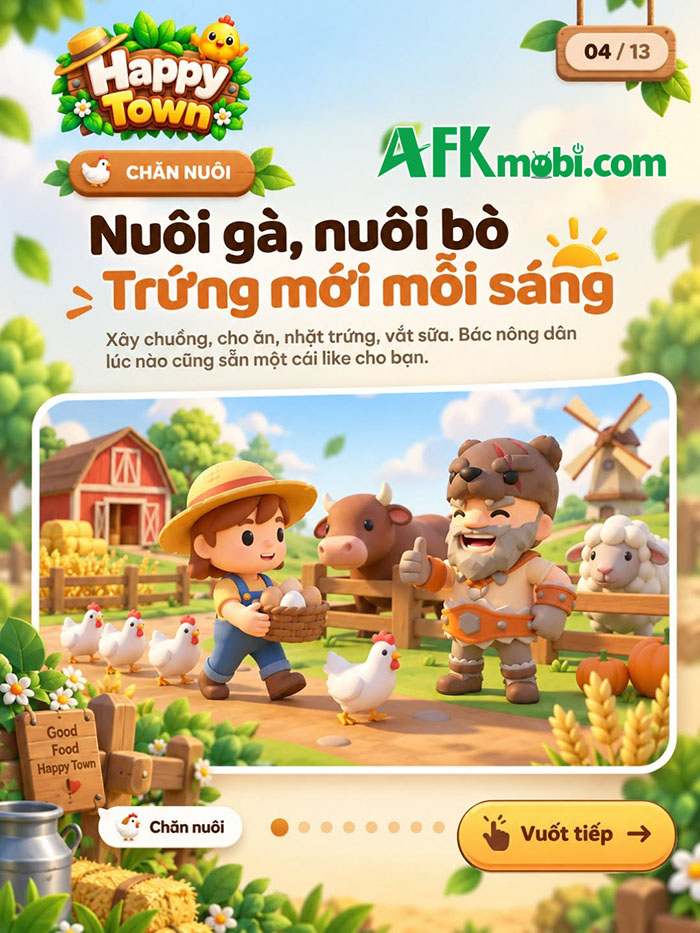 Happy Town game mô phỏng cho phép bạn xây dựng nông trại và thị trấn mơ ước của riêng mình 1